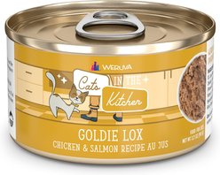 Weruva Cats in the Kitchen Goldie Lox Chicken & Salmon Au Jus Grain-Free Canned Cat Food, 6-oz, case of 24