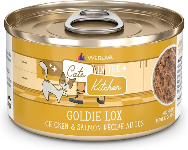 Weruva Cats in the Kitchen Goldie Lox Chicken & Salmon Au Jus Grain-Free Canned Cat Food, 6-oz, case of 24 slide 1 of 6