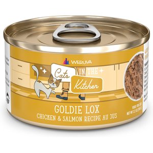 Weruva Cats in the Kitchen Goldie Lox Chicken & Salmon Au Jus Grain-Free Canned Cat Food, 6-oz, case of 24