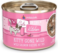 Weruva Cats in the Kitchen Kitty Gone Wild Salmon Au Jus Grain-Free Canned Cat Food, 3.2-oz, case of 24