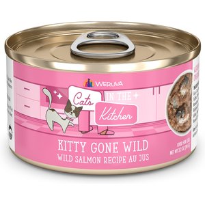 Weruva Cats in the Kitchen Kitty Gone Wild Salmon Au Jus Grain-Free Canned Cat Food, 6-oz, case of 24