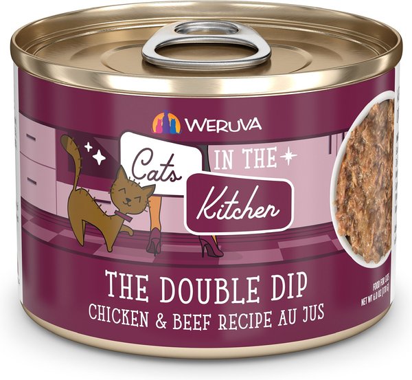 Weruva Cats in the Kitchen The Double Dip Chicken & Beef Au Jus Grain-Free Canned Cat Food, 3.2-oz, case of 24 slide 1 of 10