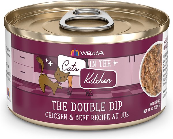 Weruva Cats in the Kitchen The Double Dip Chicken & Beef Au Jus Grain-Free Canned Cat Food, 6-oz, case of 24 slide 1 of 10