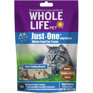 Whole Life Just One Ingredient Pure Turkey Breast Freeze-Dried Cat Treats, 1-oz bag