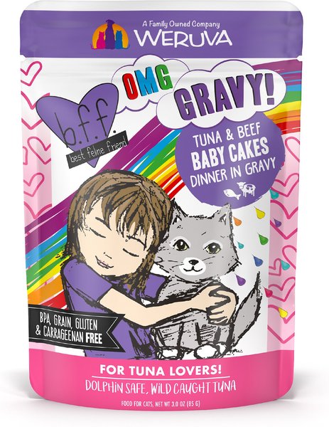 BFF Tuna Beef Baby Cakes Dinner in Gravy Wet Cat Food Pouches 3