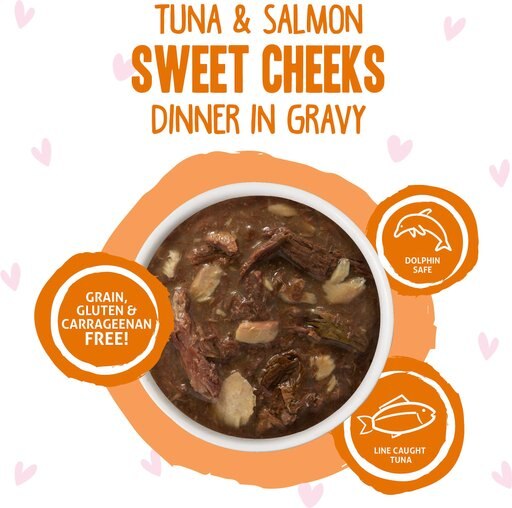 BFF Tuna & Salmon Sweet Cheeks Dinner in Gravy Wet Cat Food Pouches, 3-oz, case of 12