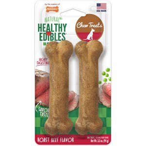 Nylabone Healthy Edibles Long Lasting Roast Beef Flavor Small Breed Dog Bone Treats, 2 count