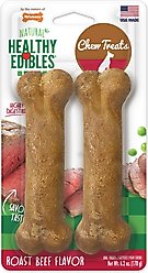 Nylabone Healthy Edibles Long Lasting Roast Beef Flavor Medium Breed Dog Bone Treats, 2 count