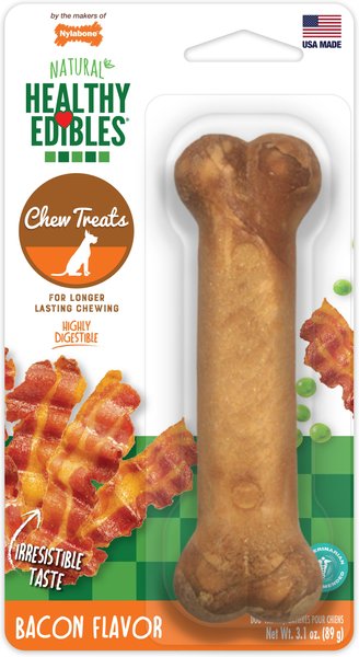 Nylabone Healthy Edibles Longer Lasting Bacon Flavor Medium Dog Bone Treat, 1 count slide 1 of 11