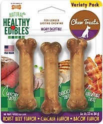 Nylabone Healthy Edibles All-Natural Long Lasting Chew Variety Pack X-Small/Petite Dog Treats, 3 count