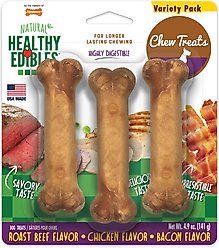 Nylabone Healthy Edibles All-Natural Long Lasting Dog Chew Treats Variety Pack, Small, 3 count
