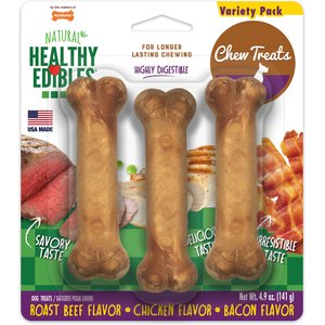 Nylabone Healthy Edibles All-Natural Long Lasting Dog Chew Treats Variety Pack, Small, 3 count