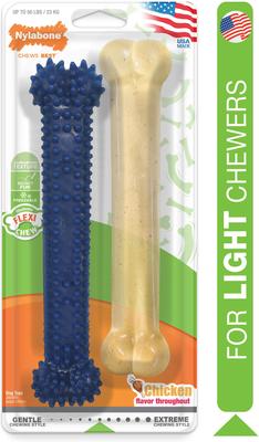 Show full view: Nylabone Dental Chew & Flexi Bone Combo Pack Dog Chew Toys, Chicken, Large, 2 Count slide 2 of 12
