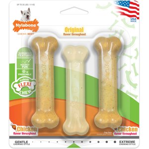 Nylabone FlexiChew Moderate Dog Chew Toys Triple Pack Variety, Small 