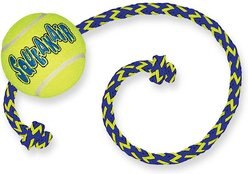 KONG AirDog Squeakair Ball with Rope Dog Toy, Medium