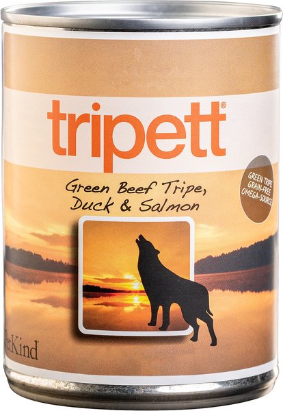 PetKind Tripett Green Beef Tripe, Duck & Salmon Grain-Free Canned Dog Food, 12.8-oz, case of 12 slide 1 of 9