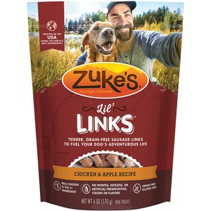 Zuke's Lil' Links Chicken & Apple Recipe Grain-Free Dog Treats, 6-oz, bag