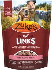 Zuke's Lil' Links Pork & Apple Recipe Grain-Free Dog Treats, 6-oz, bag