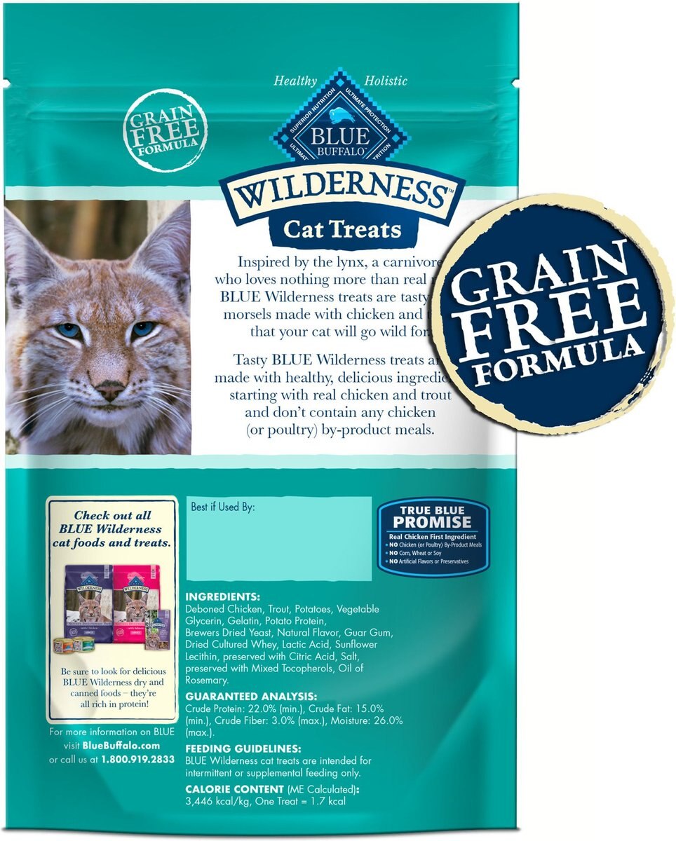 BLUE BUFFALO Wilderness Chicken & Trout Grain-Free Cat Treats, 2-oz Bag ...