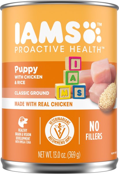Iams ProActive Health Classic Ground with Chicken & Rice Puppy Wet Dog Food, 13-oz, case of 12 slide 1 of 9