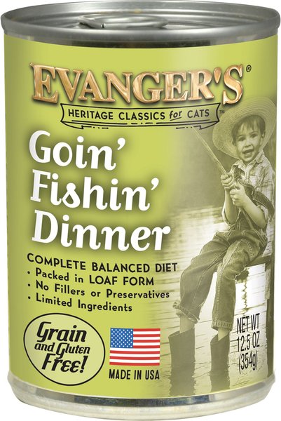 Evanger's Classic Recipes Goin' Fishin' Dinner Grain-Free Canned Cat Food, 12.5-oz, case of 12 slide 1 of 2