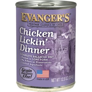 Evanger's Classic Recipes Chicken Lickin' Dinner Grain-Free Canned Cat Food, 12.5-oz, case of 12