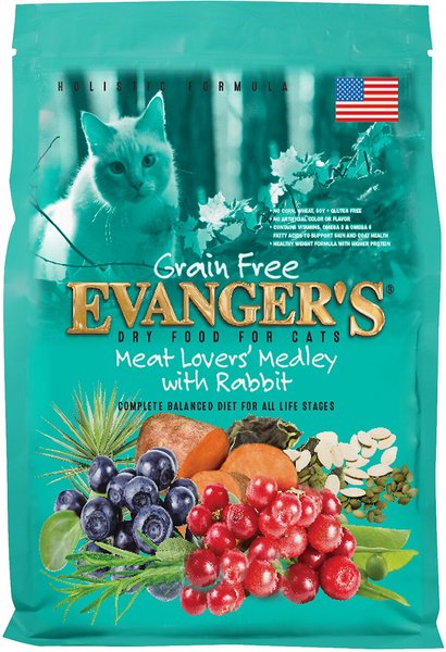 Evanger's Grain-Free Meat Lover's Medley with Rabbit Dry Cat Food, 4.4-lb bag slide 1 of 2