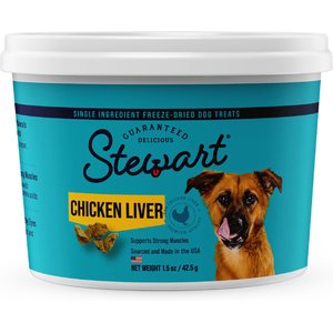 Stewart Chicken Liver Freeze-Dried Raw Dog Treats, 1.5-oz tub