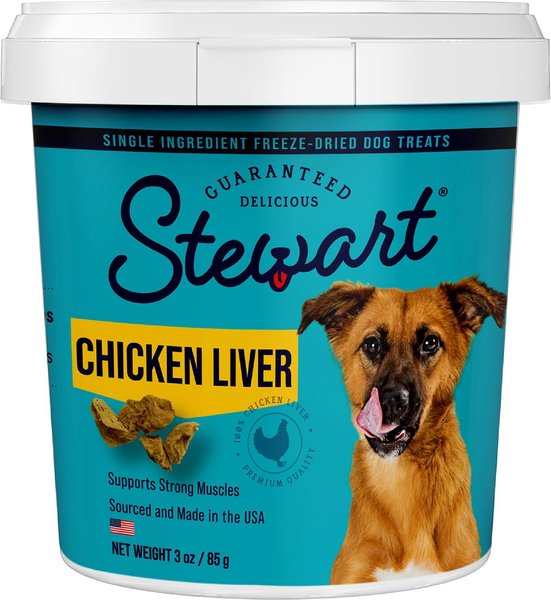 Stewart Chicken Liver Freeze-Dried Raw Dog Treats, 3-oz tub slide 1 of 7