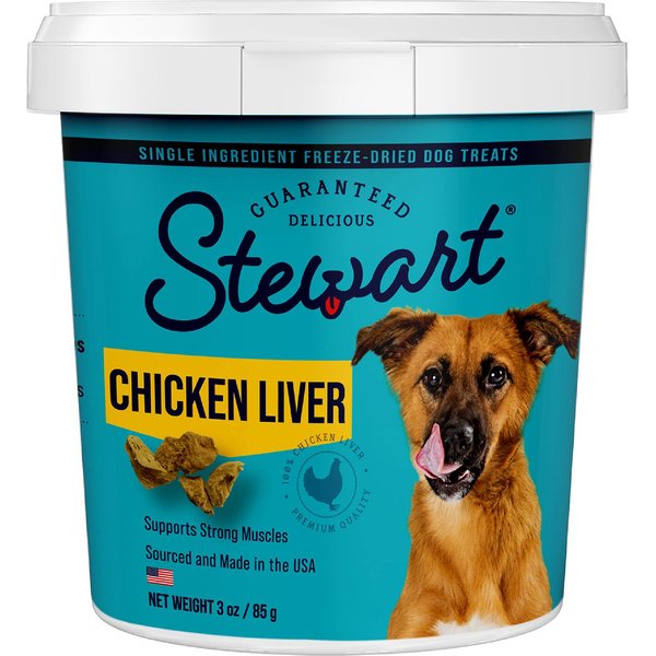 STEWART Chicken Liver Freeze-Dried Raw Dog Treats, 3-oz tub - Chewy.com