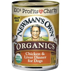 Newman's Own Organics Grain-Free 95% Chicken & Liver Dinner Canned Dog Food, 12.7-oz, case of 12