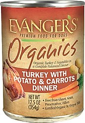 Evanger's Organics Turkey with Potato & Carrots Dinner Grain-Free Canned Dog Food, 12.5-oz, case of 12