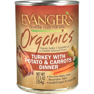 Evanger's Organics Turkey with Potato & Carrots Dinner Grain-Free Canned Dog Food, 12.5-oz, case of 12