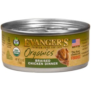Evanger's Organics Braised Chicken Dinner Canned Cat Food, 5.5-oz, case of 24