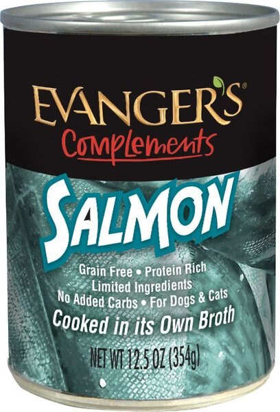 Evanger's Grain-Free Salmon Canned Dog & Cat Food Supplement, 12.8-oz, case of 12 slide 1 of 5