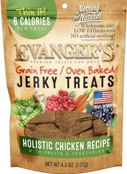 Evanger's Nothing But Natural Organic Chicken with Fruits & Vegetables Jerky Dog Treats, 4.5-oz bag