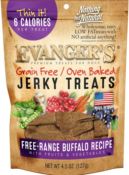 Evanger's Nothing But Natural Buffalo with Fruits & Vegetables Jerky Dog Treats, 4.5-oz bag slide 1 of 5