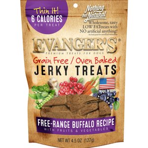 Evanger's Nothing But Natural Buffalo with Fruits & Vegetables Jerky Dog Treats, 4.5-oz bag