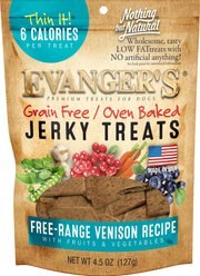 Evanger's Nothing But Natural Venison with Fruits & Vegetables Jerky Dog Treats, 4.5-oz bag