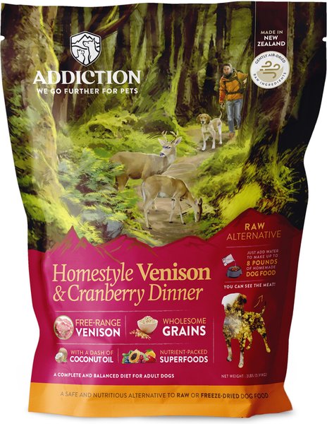 Addiction Homestyle Venison & Cranberry Dinner Raw Dehydrated Dog Food, 2-lb box slide 1 of 10