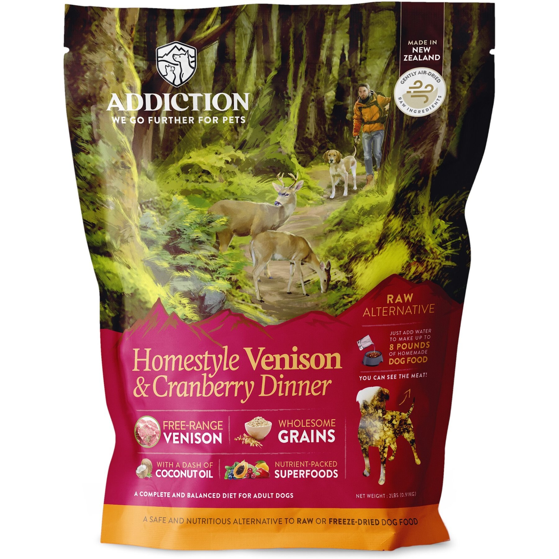 ADDICTION Homestyle Venison & Cranberry Dinner Raw Dehydrated Dog Food,  2-lb box - Chewy.com