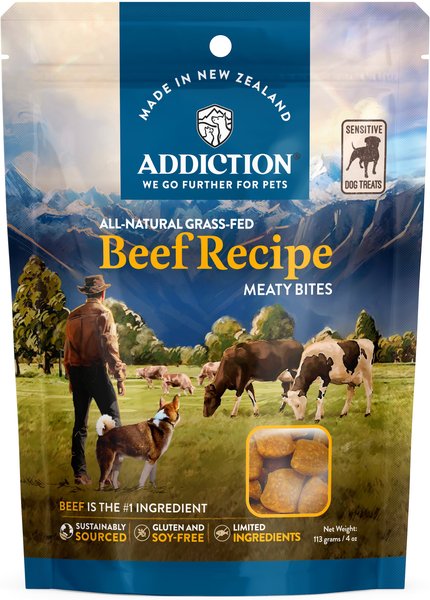 Addiction Meaty Bites Beef Grain-Free Dog Treats, 4-oz bag slide 1 of 10