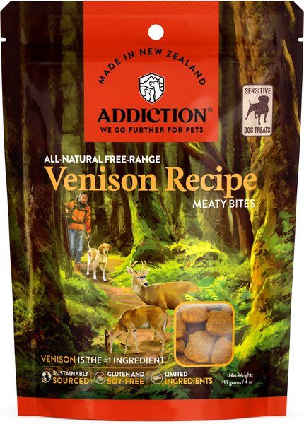 Addiction Meaty Bites Venison Grain-Free Dog Treats, 4-oz bag slide 1 of 10
