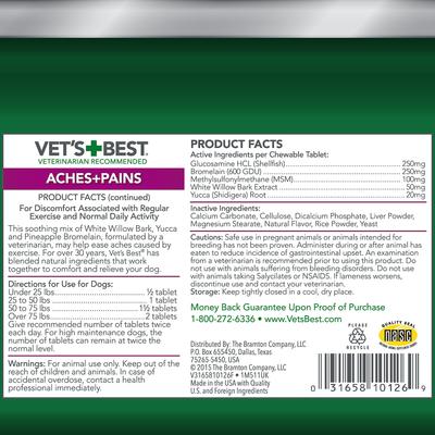 Show full view: Vet's Best Aches + Pains Vet Formulated for Dog Occasional Discomfort Hip & Joint Support Chew Supplement for Dogs, 50 count slide 3 of 12