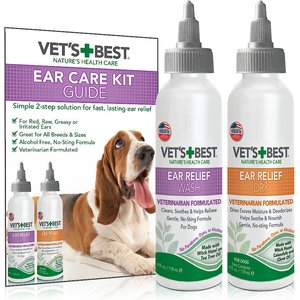Vet's Best Ear Relief Wash + Dry Combo Pack for Dogs