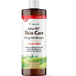NaturVet Aller-911 Allergy Aid Skin Care Plus Aloe Vera Dog & Cat Shampoo, 16-oz bottle