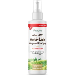 NaturVet Aller-911 Allergy Aid Anti-Lick Paw Plus Aloe Vera Dog & Cat Spray, 8-oz bottle
