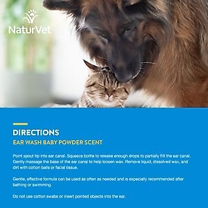 NaturVet Aloe & Baby Powder Scent Dog & Cat Ear Wash, 8-oz bottle