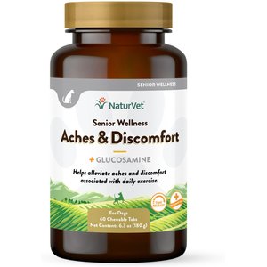 NaturVet Senior Wellness Aches & Discomfort Plus Glucosamine Dog Supplement, 60 count