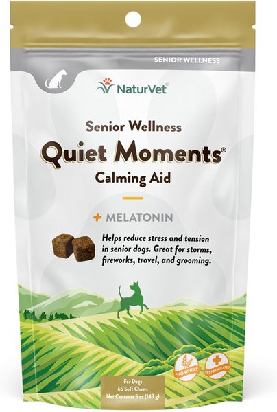 NaturVet Senior Wellness Quiet Moments Calming Aid Chamomile, Passion Flower & L-Tryptphan Plus Melatonin Dog Supplement, 65 count slide 1 of 5